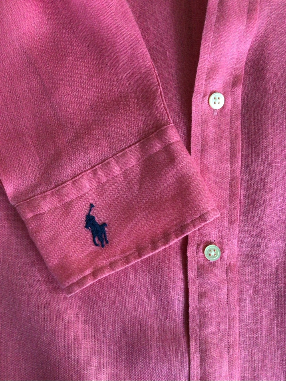 POLO BY RALPH LAUREN Oversize Fit Linen Shirt | Size Medium | Color Pink - Picture 3 of 6